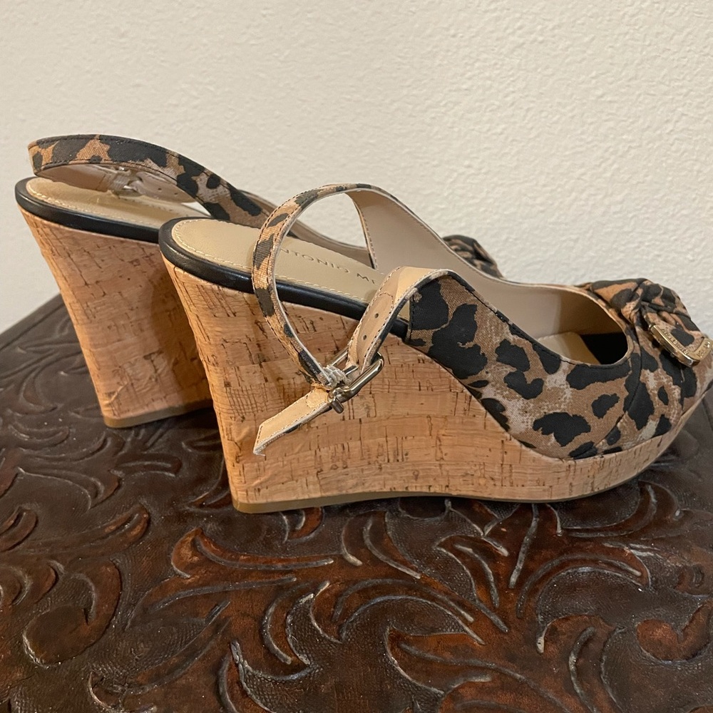 Leopard Wedges Sandals ANTONIO MELANI 9M